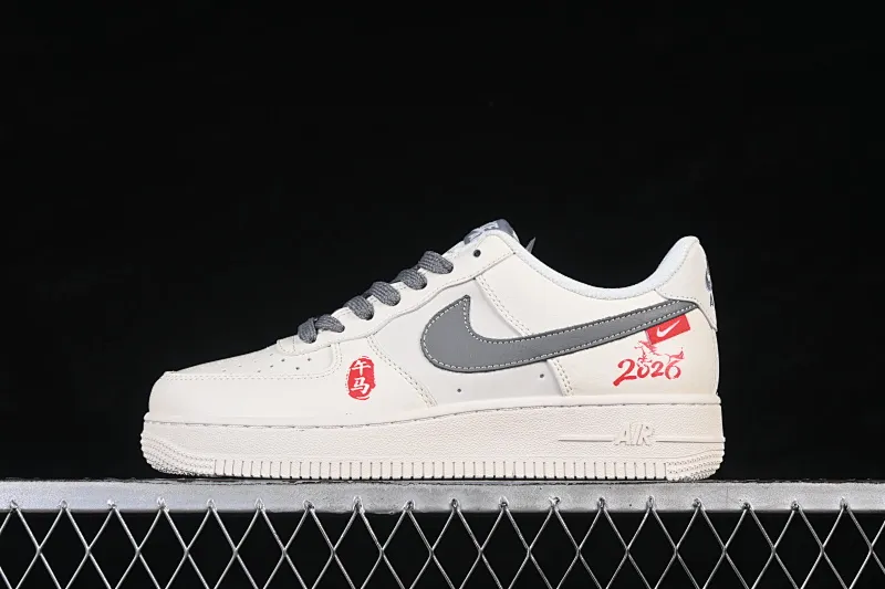 All categories Nk Air Force 1 Air Force series Nk Air Force 1 Low Air Force low-top Nike Air Force 1'07 Low Year of the Horse limited edition Wu Ma rice gray red Air Force 1 low-top casual sneakers MZ9588-822